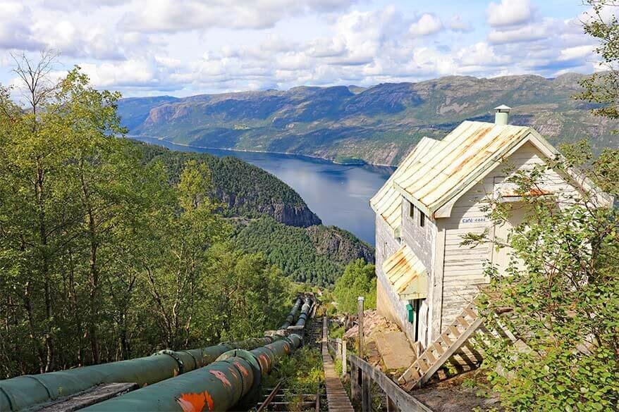 A fjord can be seen from the top of 4444 Stair