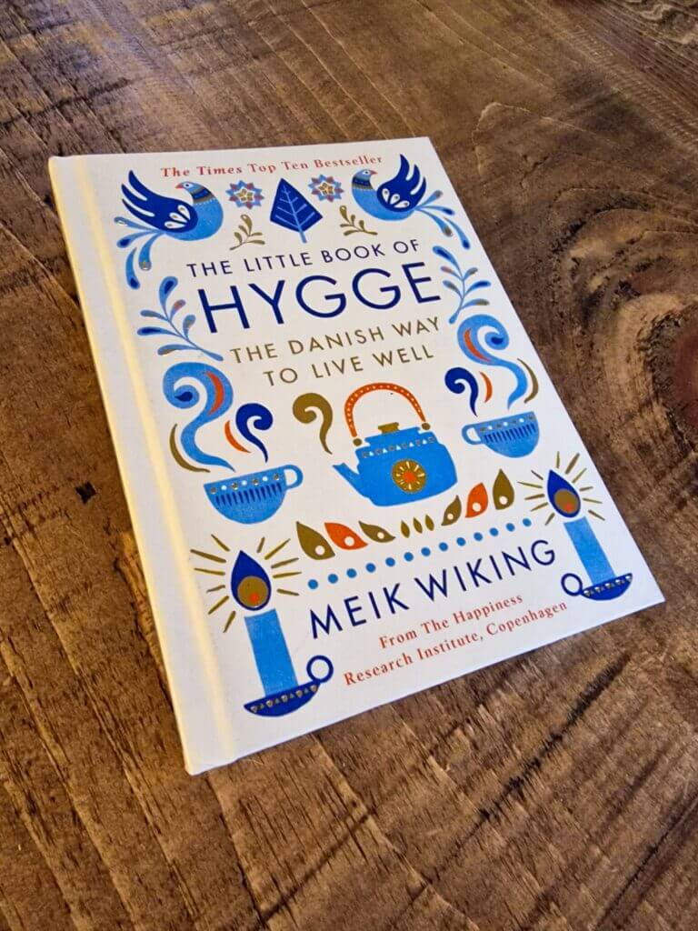 Hygge book on wood table